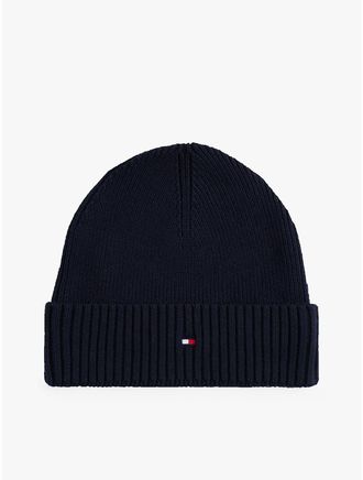 Tommy Hilfiger Mens Cotton-Cashmere Blend Beanie - Space Blue