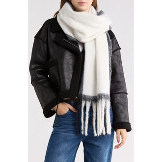 Steve Madden Pop Border Stripe Scarf in Ivory at Nordstrom Rack