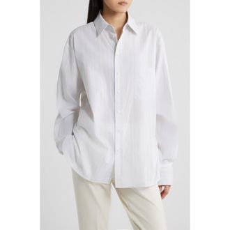 BOSS Bertyna Monday Cotton Button-Up Shirt in Pale Lagoon at Nordstrom, Size 12