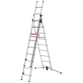 Hailo 9309-507-escalera Aluminio Combinada 3 Tramos Con Estabilizador Curvo Profilot Combi (2x9 + 1x8 Pelda&ntilde;os) - Hailo