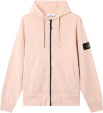 Stone Island Hoodies & sweatvesten, Heren, Roze, XL, Katoen, Zip-through Hoodie