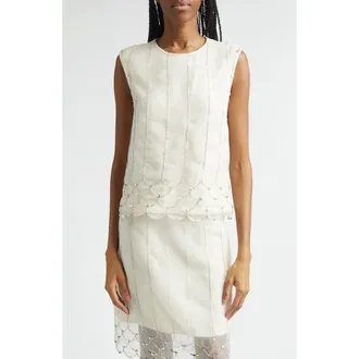 Wales Bonner Triumph Beaded Silk Organza Shirt in Ivory at Nordstrom, Size 2-4 Us