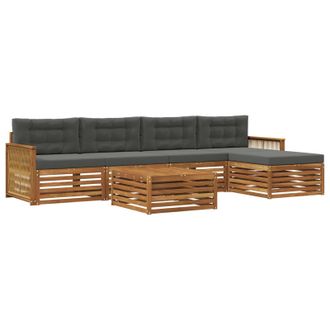 vidaXL Conjunto De Sof&aacute;s De Exterior 6 Pcs Natural Y Antracita Vidaxl