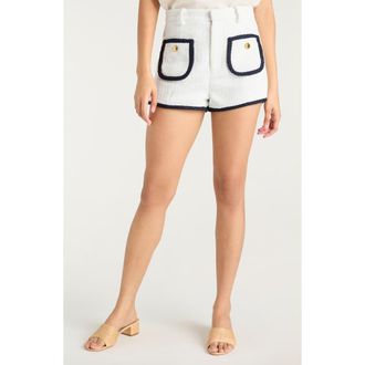 Cinq &agrave; Sept Contrast Auden Shorts in White/Navy at Nordstrom Rack, Size 16