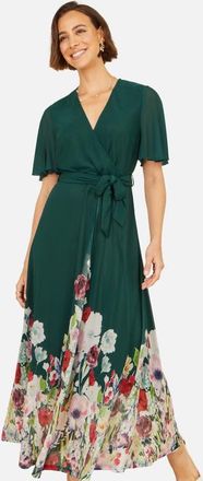 Yumi Mesh Wrap Midi Dress in Green at Nordstrom, Size 10