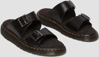 Dr. Martens Josef 31570001 Sandals Mens Black Leather Round Toe Slide RHS8387
