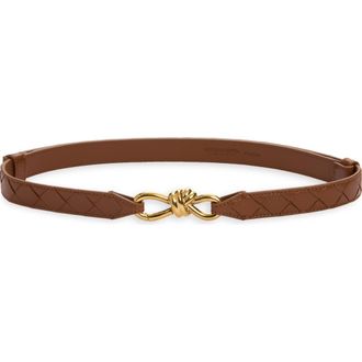 Bottega Veneta Intrecciato Belt in 2387 Tannin-Muse Brass at Nordstrom, Size 80