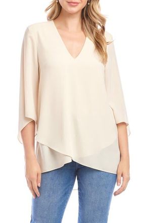 Karen Kane Asymmetrical Crepe Top in Antique Cream Beige at Nordstrom, Size X-Small