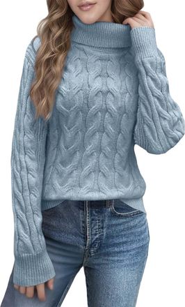 Generic Womens Jumpers High Neck Knit Pullover Sweater Soft Warm Winter Turtleneck Top Casual Loose Fit Long Sleeve Sweater Womens Top