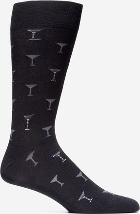 Cole Haan Mens Martini Glass Dress Crew Socks - Black