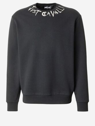 Just Cavalli Logo-Embroidered Crew Neck Sweatshirt - Black
