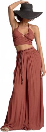 Elan Ella Flowy Pants In Dark Cayenne