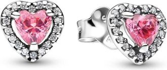 Pandora Elevated Pink Heart Stud Earrings