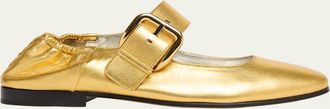 Bottega Veneta Astaire Leather Mary Jane Ballerina Flats