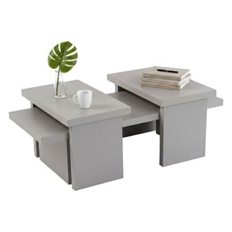 Dmora Mesa De Caf&eacute; Prepotto, Mesa De Centro Baja, Revistero Para Sof&aacute;, Estante De La Sala De Estar, 110x45 H42 Cm, Gris - Dmora