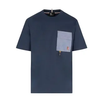 Moncler Dynamic Pocket T-Shirt - male - Moncler - T-Shirts - Blue - XL - Tops