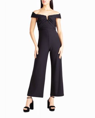 Nicole Miller Whitney Off-The-Shoulder Jumpsuit In Very Black