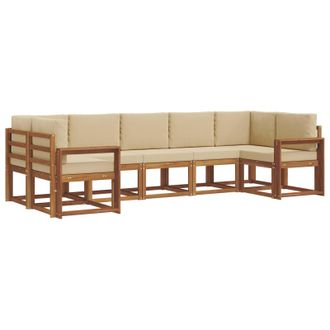vidaXL Conjunto De Sof&aacute;s De Exterior Con Coj&iacute;n 7 Pcs Natural Y Beige Vidaxl