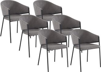 Pascal Morabito Juego de 6 sillas con brazos de tela y metal - Gris - ORDIDA de Pascal MORABITO