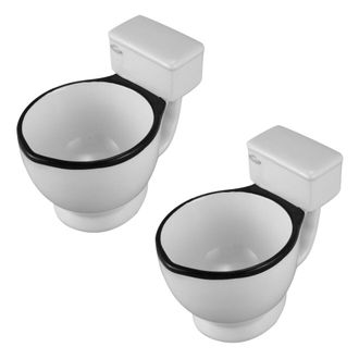 OEM 2 Tazas De Cer&aacute;mica Originales Para El Inodoro Con Asa, 300 Ml, Para Caf&eacute;, T&eacute;, Leche O Helado. Taza Divertida Para Regalar