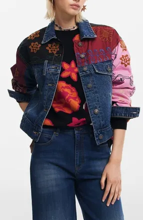 Desigual Madrid Patchwork Denim Jacket in Blue at Nordstrom, Size Medium