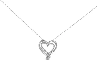 House of Brilliance Sterling Silver 1/2 Cttw Diamond Heart Pendant Necklace