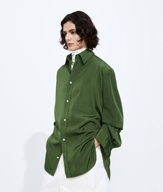 Bottega Veneta Washed Parachute Shirt - Green - Women - 38