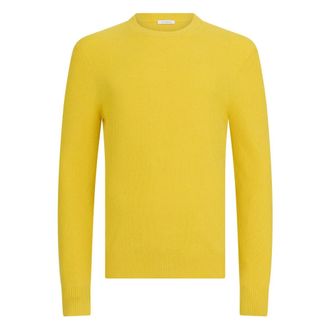 Malo Truien & Vesten, Heren, Geel, M, Kasjmier, Trui met ronde hals