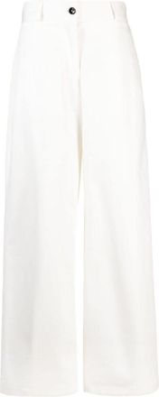 Jil Sander White Wide-leg Cotton Trousers