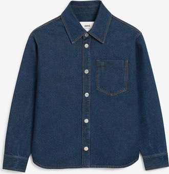 Ami Kurzes Denim-Overshirt mit Hemdkragen