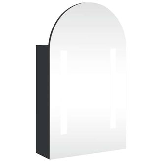 Berkfield Home Bathroom Mirror Cabinet with LED Light Arched Black 42x13x70 cm | Size: 42 x 13 x 70 cm