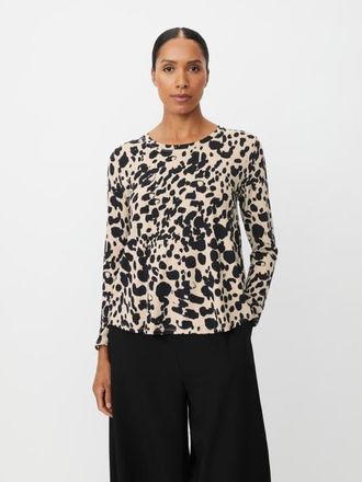 Masai Badisna Long Sleeve Animal Print Blouse in Oxford Tan at Nordstrom, Size Xx-Large