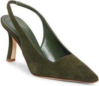 Manolo Blahnik Moirasli Pointed Toe Slingback Pump in Dark Khaki at Nordstrom, Size 10.5Us