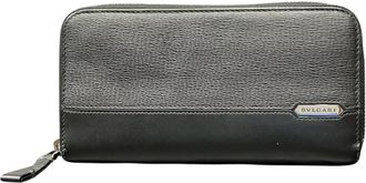Bulgari Black Leather Long Wallet (Bi-Fold) (Pre-Owned)