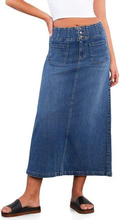 Wash Lab Denim Norah Stretch Denim Maxi Skirt in Swift Blue at Nordstrom, Size 28