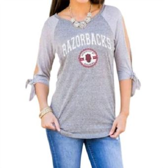 Gameday Couture University Of Arkansas Top In Grey