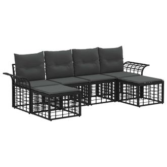 vidaXL Conjunto De Sof&aacute;s De Exterior 6 Pcs Negro Y Gris Oscuro Vidaxl