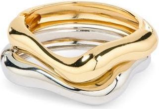 Natasha Set of 2 Molten Bracelets in Gold/Silver at Nordstrom Rack
