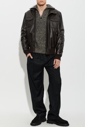 Dolce & Gabbana Wool Trousers With Seam Detailing On The Legs, Mens, Black