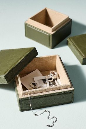 Anthropologie ASBY Full Grain Leather Box, Set of 2