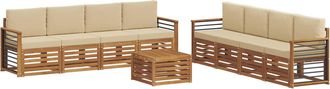 vidaXL Conjunto De Sof&aacute;s De Exterior 9 Uds. Natural Y Beige Vidaxl