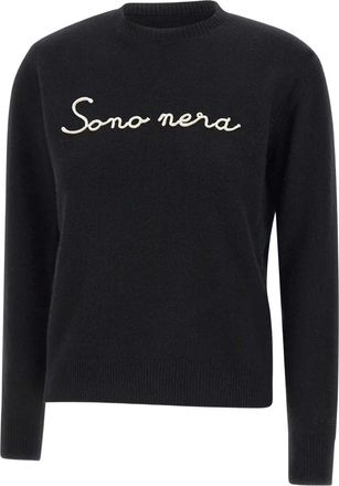 MC2 Saint Barth embroidered crew neck knitted top - women - Wool/Viscose/Polyamide/Cashmere - M - Black