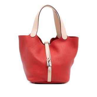 Herm&egrave;s Pre-owned Womens Picotin Bucket Bag - Red Leather - One Size