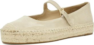 Lauren Ralph Lauren Luize Suede Mary Jane Espadrille Womens Flat Shoes Birch Tan : 7.5 B - Medium