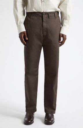Christophe Lemaire Tapered Cotton Twill Workwear Pants in Ristretto at Nordstrom, Size 48