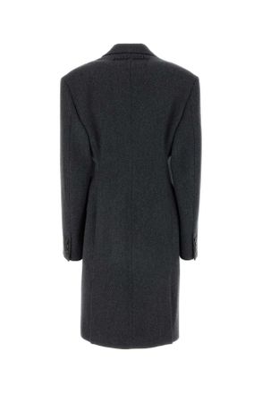 Miu Miu Womens Dark Grey Wool Coat Grigio Cappotti