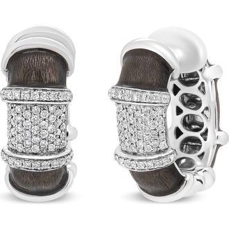 House of Brilliance 18K Gold Over Silver 5/8 Cttw Diamonds Huggie Hoop Earrings in White at Nordstrom