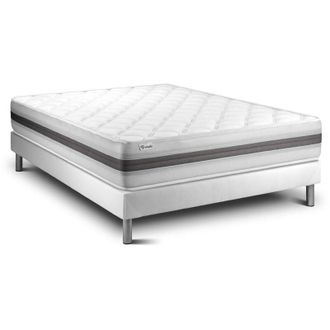 VITALIT Vitalit - Base Tapizada Blanco + Colch&oacute;n Con Espuma Viscoel&aacute;stica 160 X 200