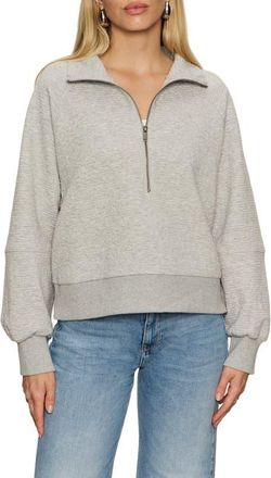 Sanctuary Textured Half-Zip Sweatshirt in Heather Grey at Nordstrom, Size Medium
