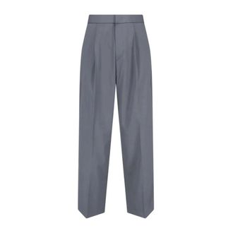 BONSAI Wide Trousers, male, Gray, Size: M Pleated Straight-Leg Trousers